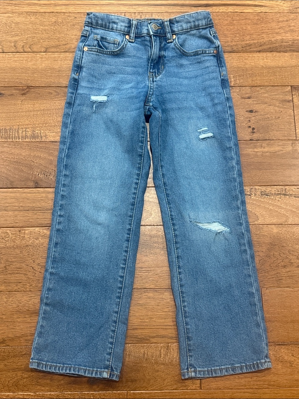 Jordache Girls Distressed Straight Jeans - Size 7